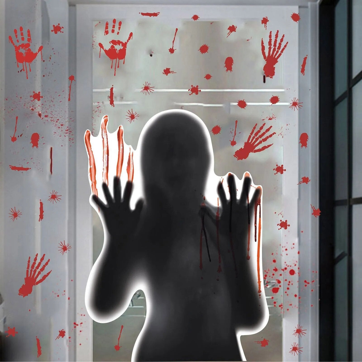 Halloween Wall Stickers Self Adhesive Ghost Blood Fingerprint Decorations