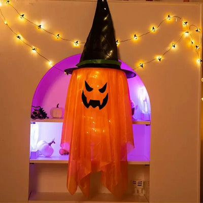 Halloween Wizard Hat Lamp Glowing LED Light-Up Hanging Decoration