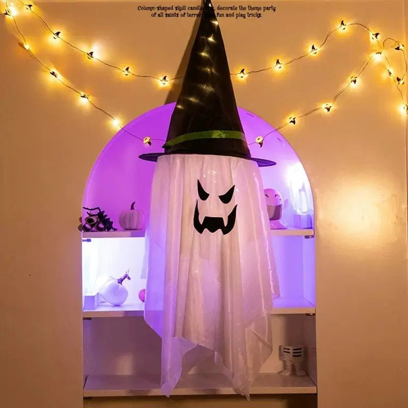 Halloween Wizard Hat Lamp Glowing LED Light-Up Hanging Decoration