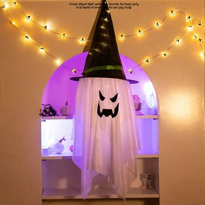 Halloween Wizard Hat Lamp Glowing LED Light-Up Hanging Decoration
