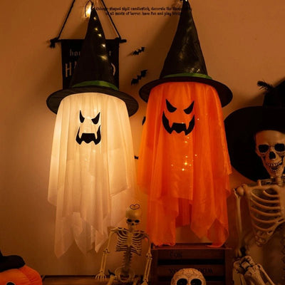 Halloween Wizard Hat Lamp Glowing LED Light-Up Hanging Decoration