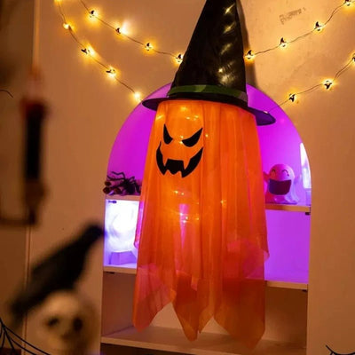 Halloween Wizard Hat Lamp Glowing LED Light-Up Hanging Decoration