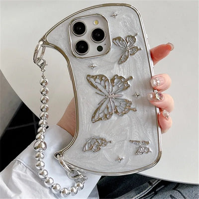 IPhone Shockproof Phone Case With 3D Butterfly Hand Strap Chain