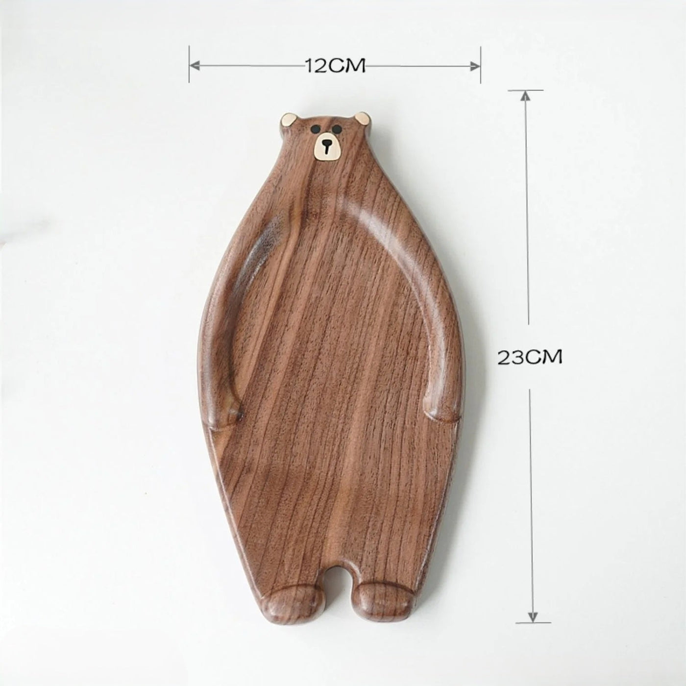 Black Walnut Serving Plate Handcrafted Bear Design Wooden Dish