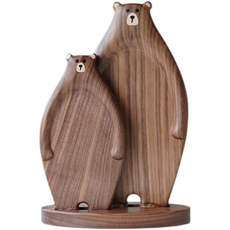 Black Walnut Serving Plate Handcrafted Bear Design Wooden Dish