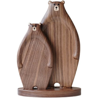 Black Walnut Serving Plate Handcrafted Bear Design Wooden Dish