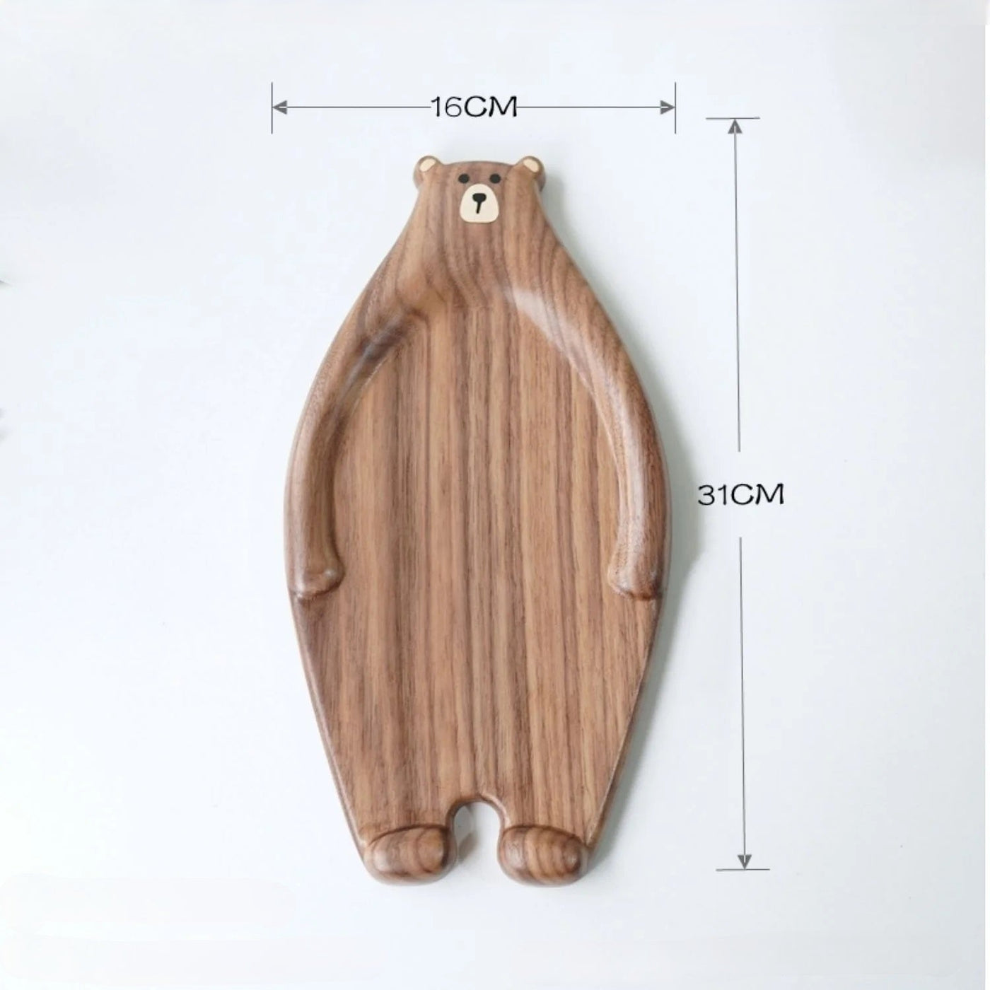 Black Walnut Serving Plate Handcrafted Bear Design Wooden Dish