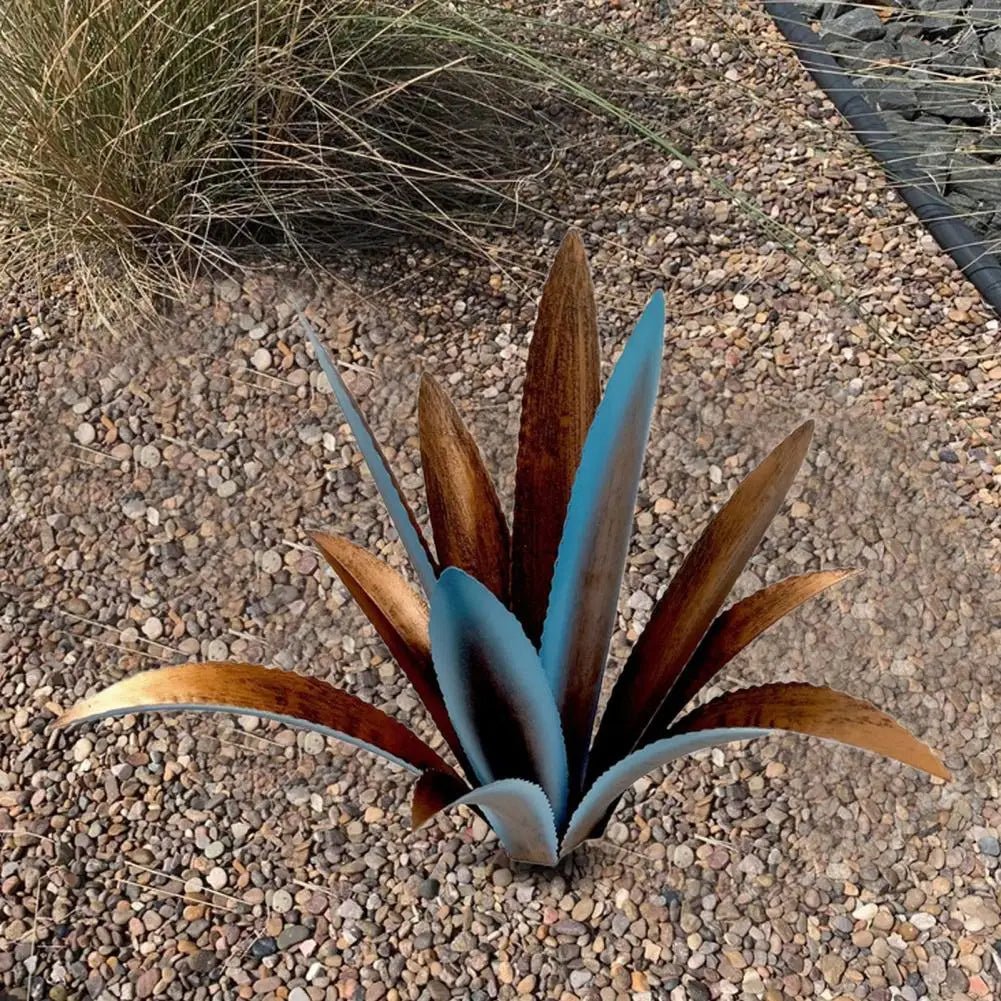 Handmade Iron Agave Cactus Sculpture Rustic Metal Garden Décor Art
