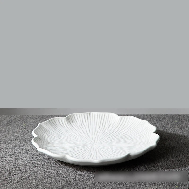 Japanese-Inspired Ceramic Plate Sets Floral Design Multiple Sizes Colors