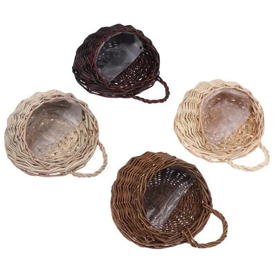 Wicker Wall Hanging Basket Rustic Rattan Indoor Garden Floral Display