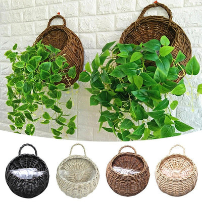 Handmade Woven Hanging Basket Natural Wicker Storage For Home Decor