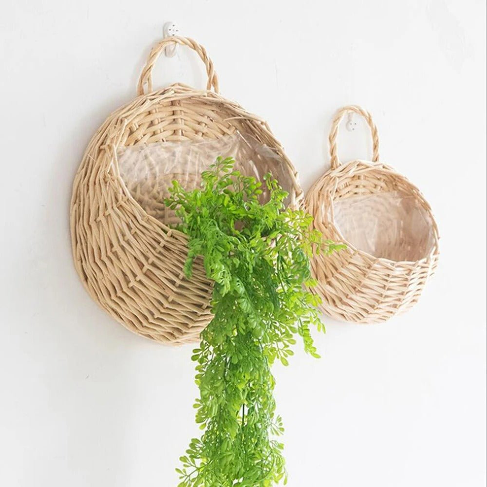 Handmade Woven Hanging Basket Natural Wicker Storage For Home Decor