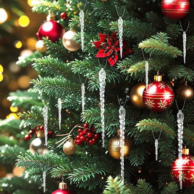 Hanging Christmas Icicle Ornaments Bundle For Tree Decoration
