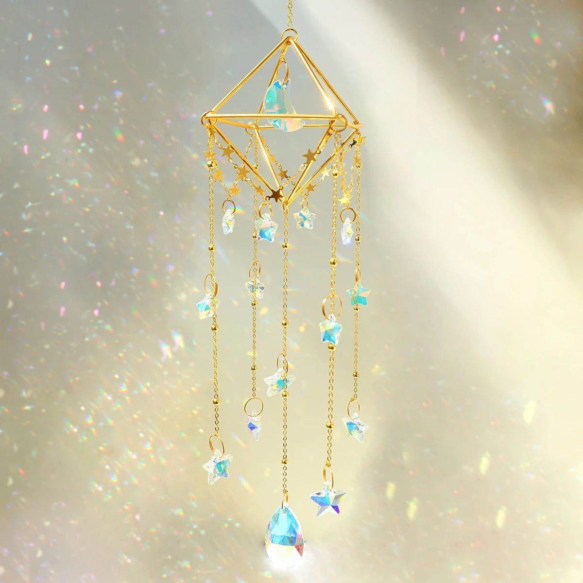 Hanging Crystal Suncatcher Rainbow Maker Prism With Chain For Decor