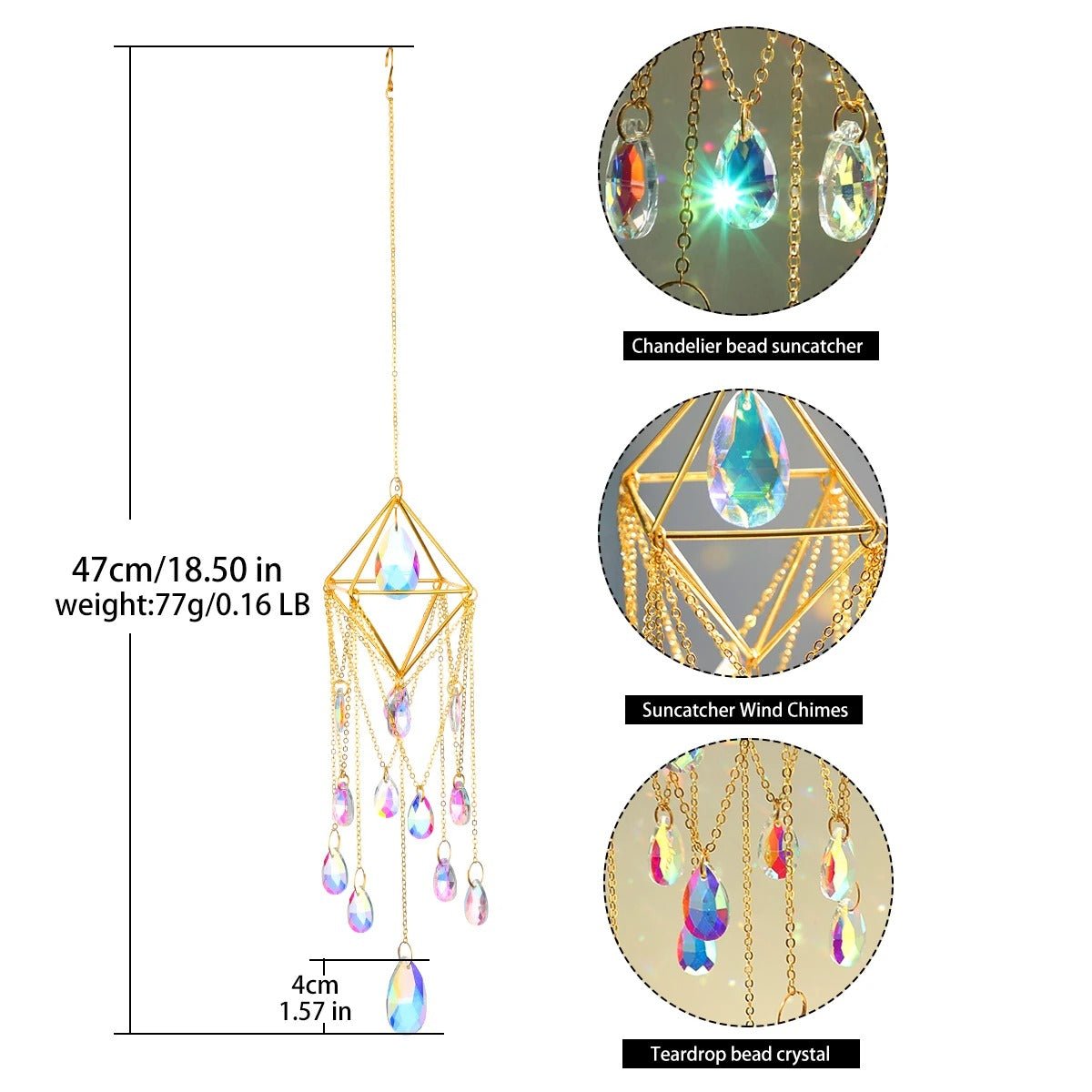 Hanging Crystal Suncatcher Rainbow Maker Prism With Chain For Decor