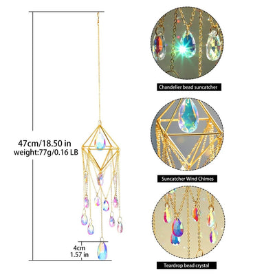 Hanging Crystal Suncatcher Rainbow Maker Prism With Chain For Decor