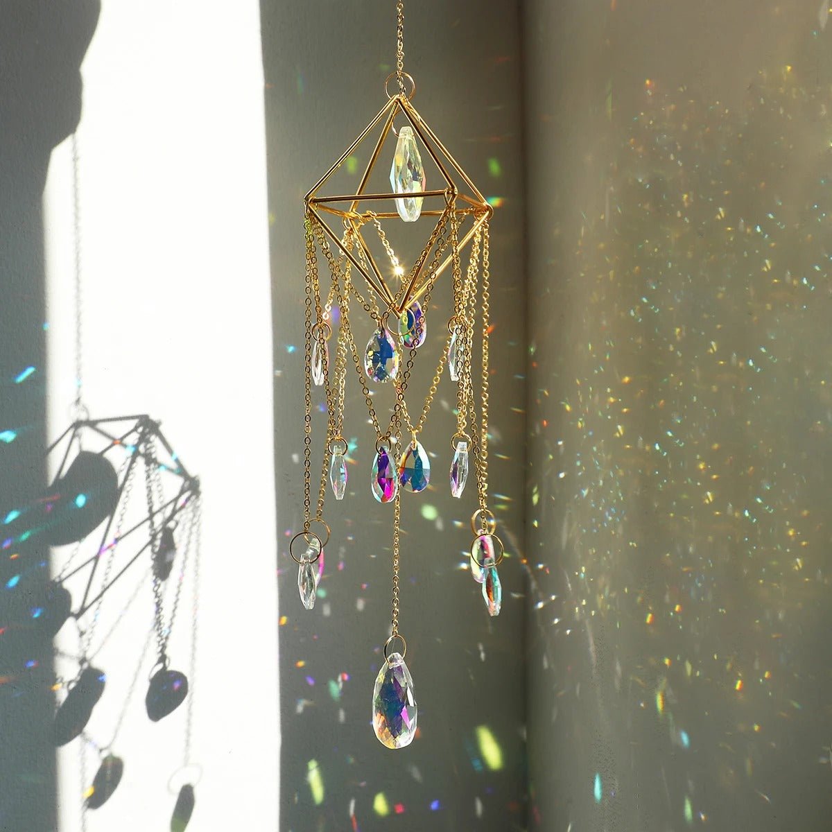 Hanging Crystal Suncatcher Rainbow Maker Prism With Chain For Decor