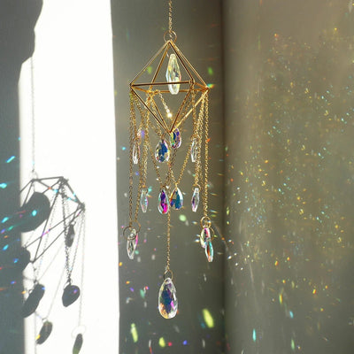 Hanging Crystal Suncatcher Rainbow Maker Prism With Chain For Decor