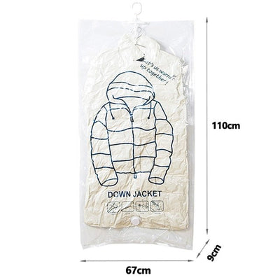 Hanging Vacuum Storage Bags Space Saving Clear Compressed Organizer Bags