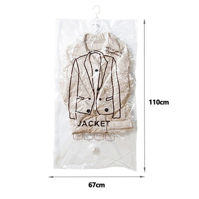 Hanging Vacuum Storage Bags Space Saving Clear Compressed Organizer Bags