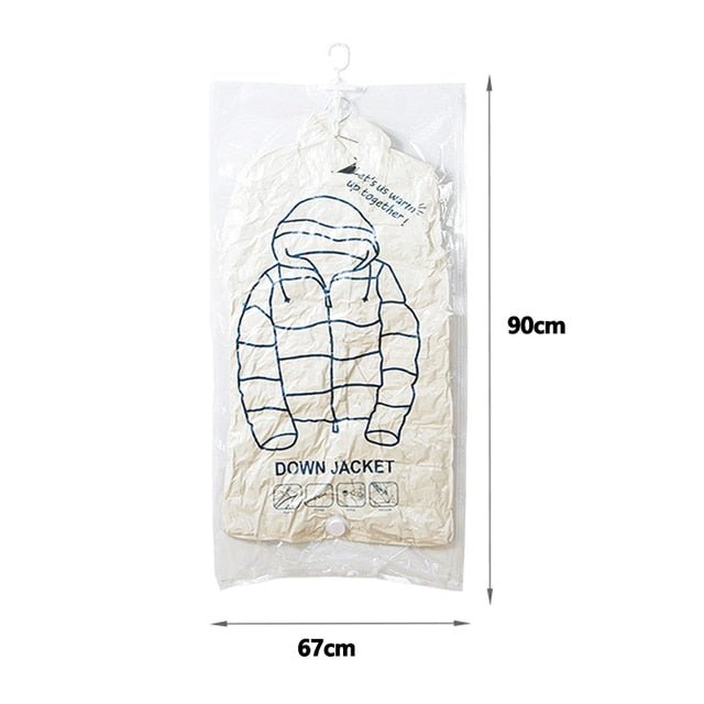 Hanging Vacuum Storage Bags Space Saving Clear Compressed Organizer Bags