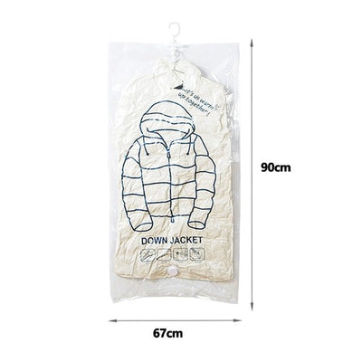 Hanging Vacuum Storage Bags Space Saving Clear Compressed Organizer Bags