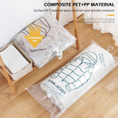 Hanging Vacuum Storage Bags Space Saving Clear Compressed Organizer Bags