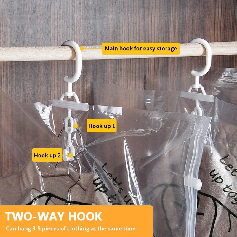 Hanging Vacuum Storage Bags Space Saving Clear Compressed Organizer Bags