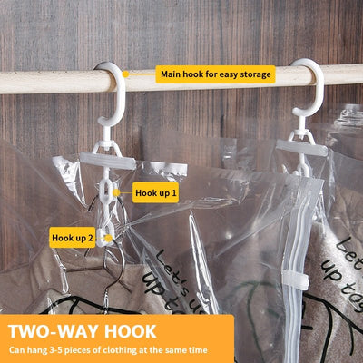 Hanging Vacuum Storage Bags Space Saving Clear Compressed Organizer Bags