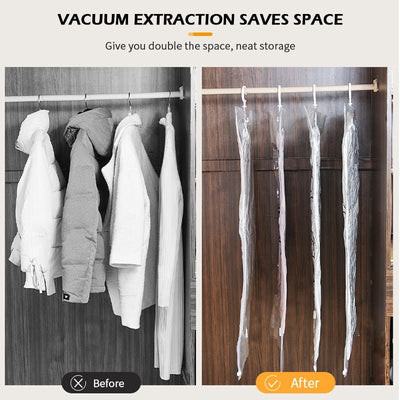 Hanging Vacuum Storage Bags Space Saving Clear Compressed Organizer Bags
