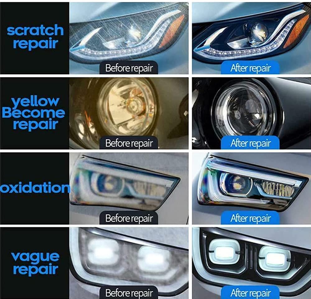 Headlight Polish Cleaner Restoration Kit With Repair Liquid Spray