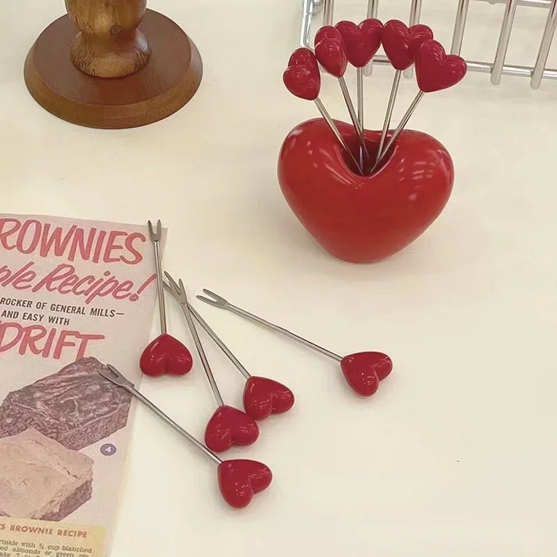 Heart Shaped Stainless Steel Forks Set For Kids And Treats