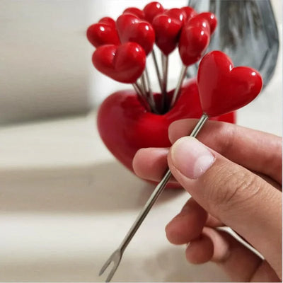 Heart Shaped Stainless Steel Forks Set For Kids And Treats