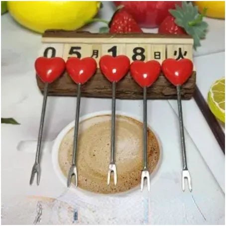 Heart Shaped Stainless Steel Forks Set For Kids And Treats