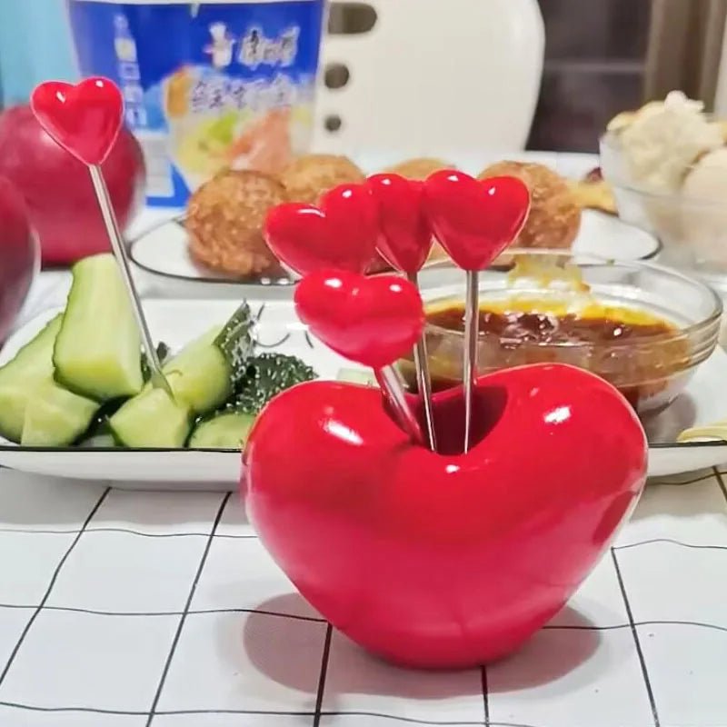 Heart Shaped Stainless Steel Forks Set For Kids And Treats