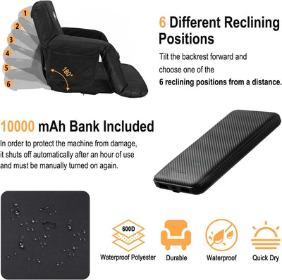 Heated Folding Bleacher Seat With Back Support For Stadiums