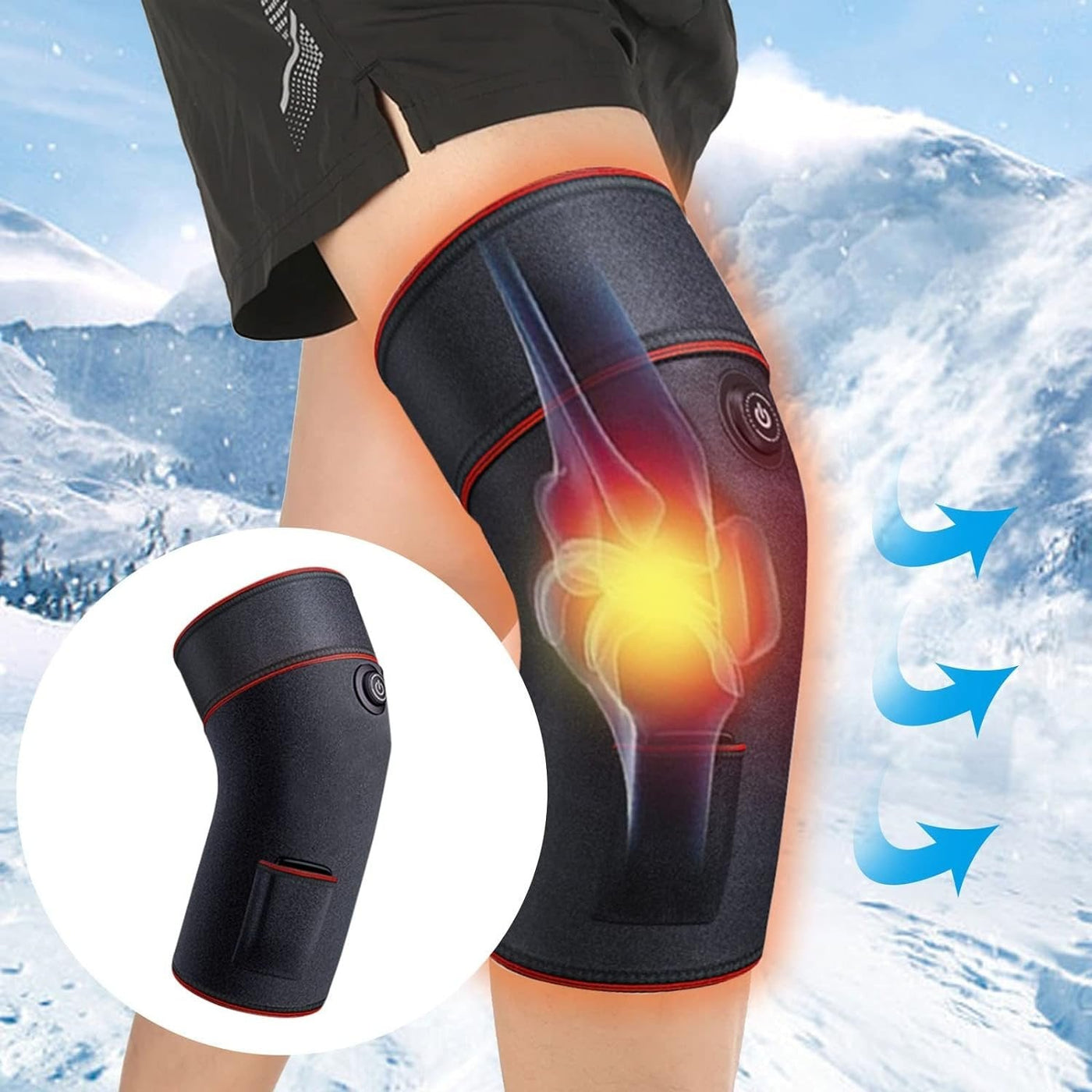 Heated Knee Wrap Massager With Infrared Therapy For Pain Relief