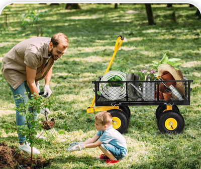 Heavy-Duty Steel Garden Cart With Removable Mesh Sides And 1400lbs Capacity