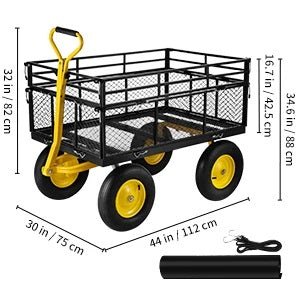 Heavy-Duty Steel Garden Cart With Removable Mesh Sides And 1400lbs Capacity