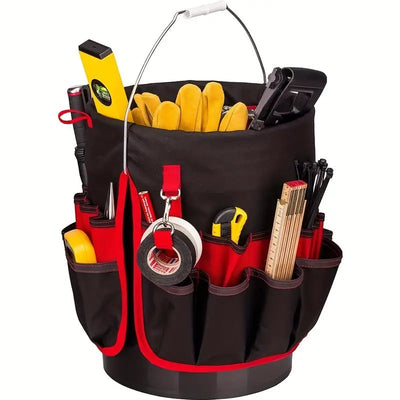 Heavy Duty Tool Organizer Bucket Attachment With Exterior Side Pockets