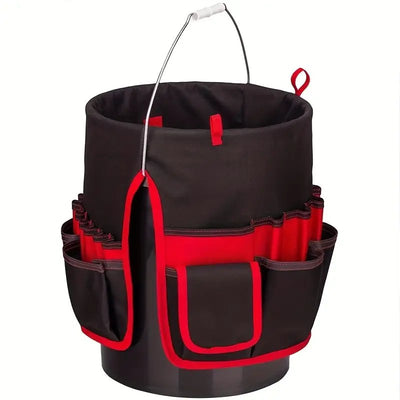Heavy Duty Tool Organizer Bucket Attachment With Exterior Side Pockets
