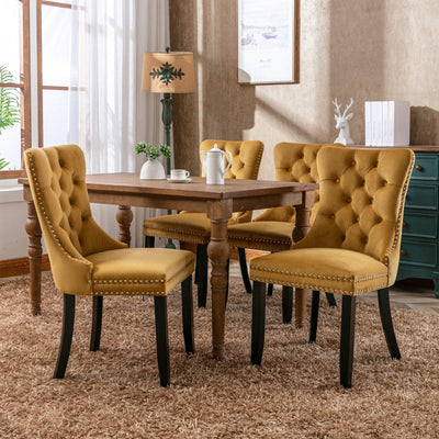 Velvet Dining Chair With Elegant Tufted Design For Dining Room