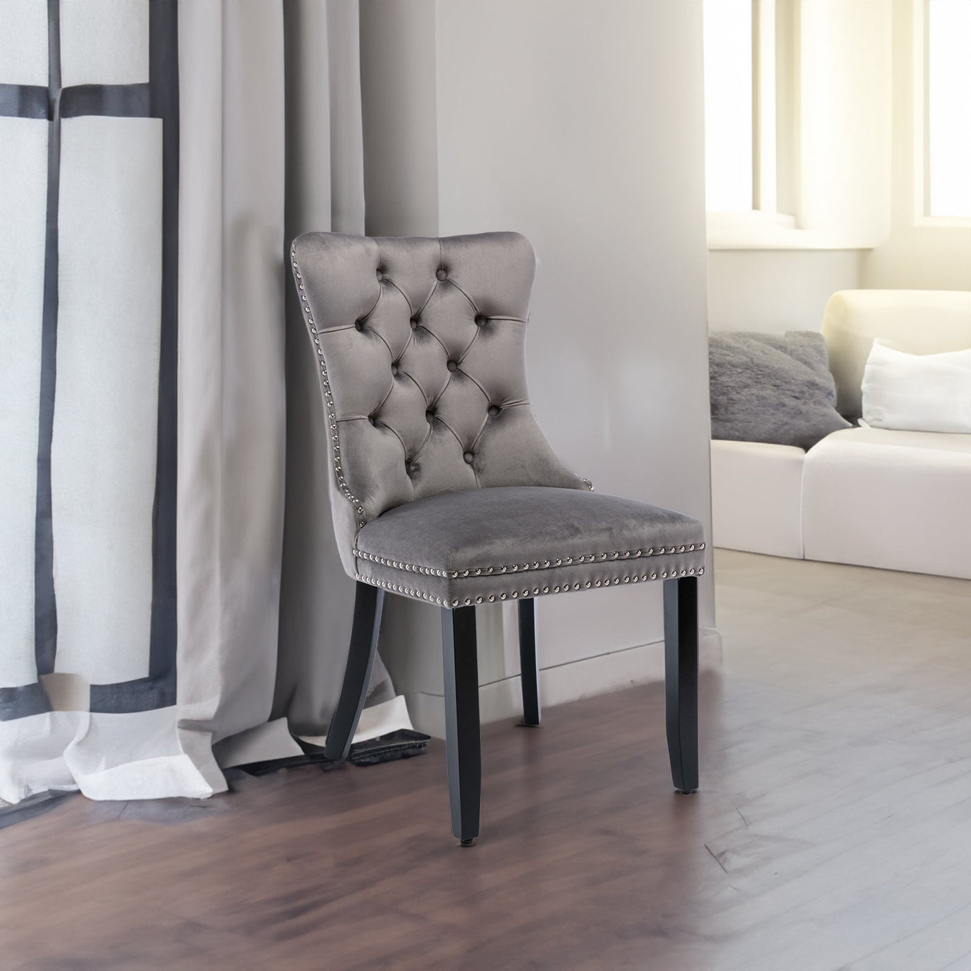 Velvet Dining Chair With Elegant Tufted Design For Dining Room