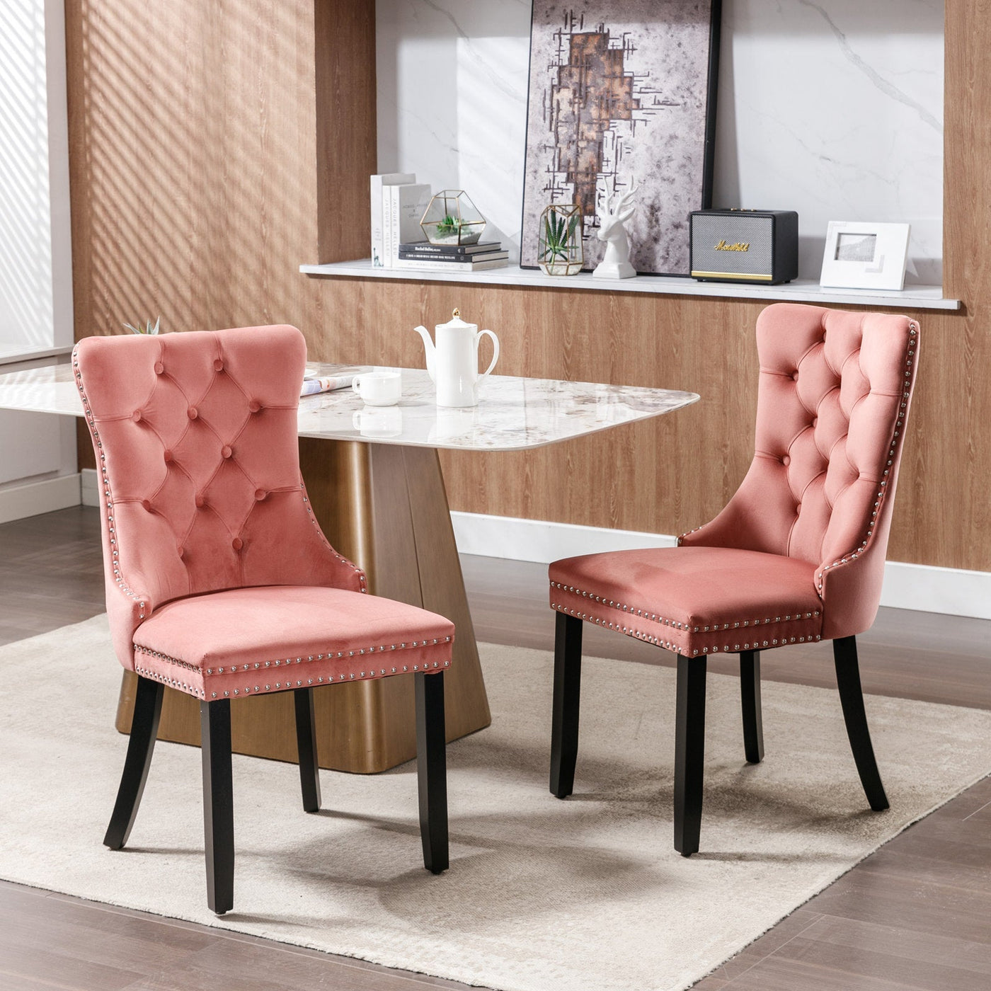 Velvet Dining Chair With Elegant Tufted Design For Dining Room