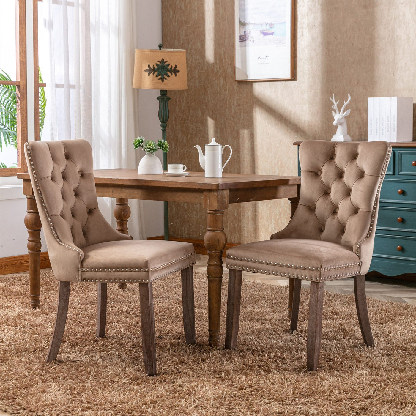 Velvet Dining Chair With Elegant Tufted Design For Dining Room