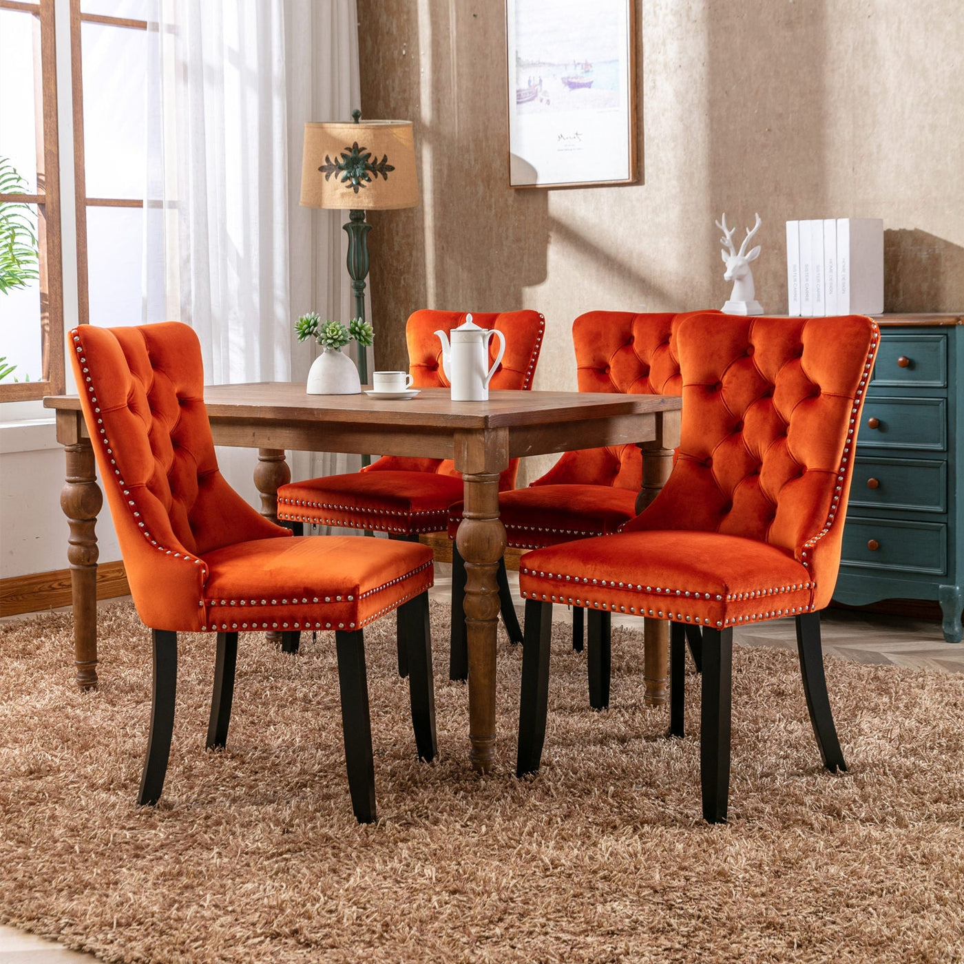 Velvet Dining Chair With Elegant Tufted Design For Dining Room