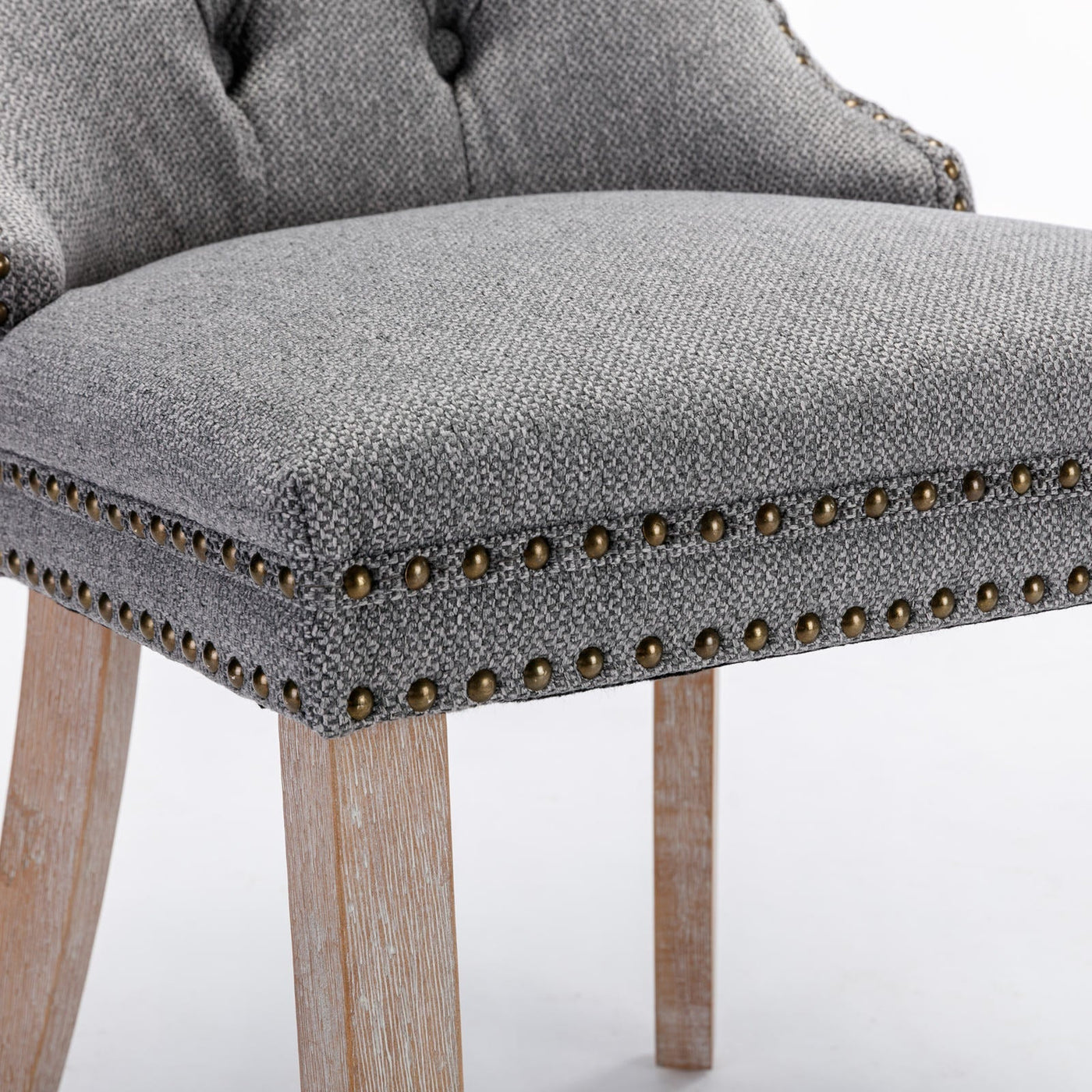 Flax Upholstered Linen Dining Chairs Set Of 2 With Wood Legs Gray