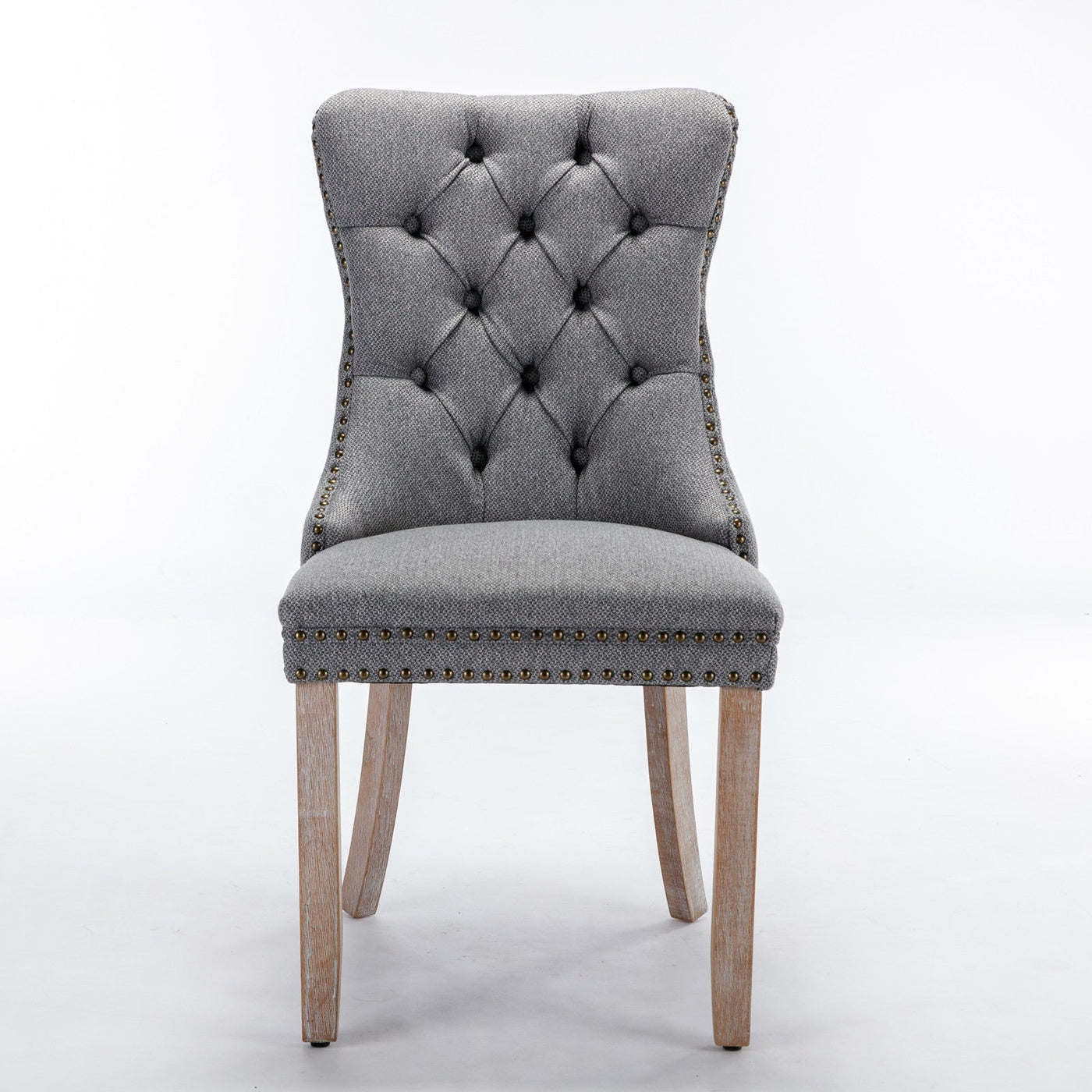 Flax Upholstered Linen Dining Chairs Set Of 2 With Wood Legs Gray