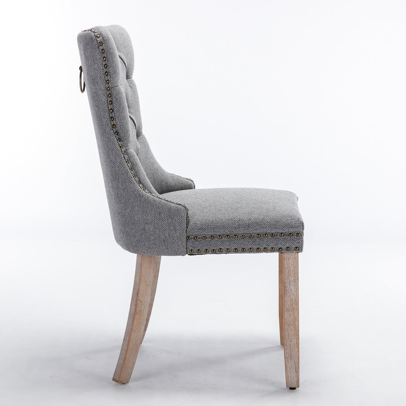 Flax Upholstered Linen Dining Chairs Set Of 2 With Wood Legs Gray