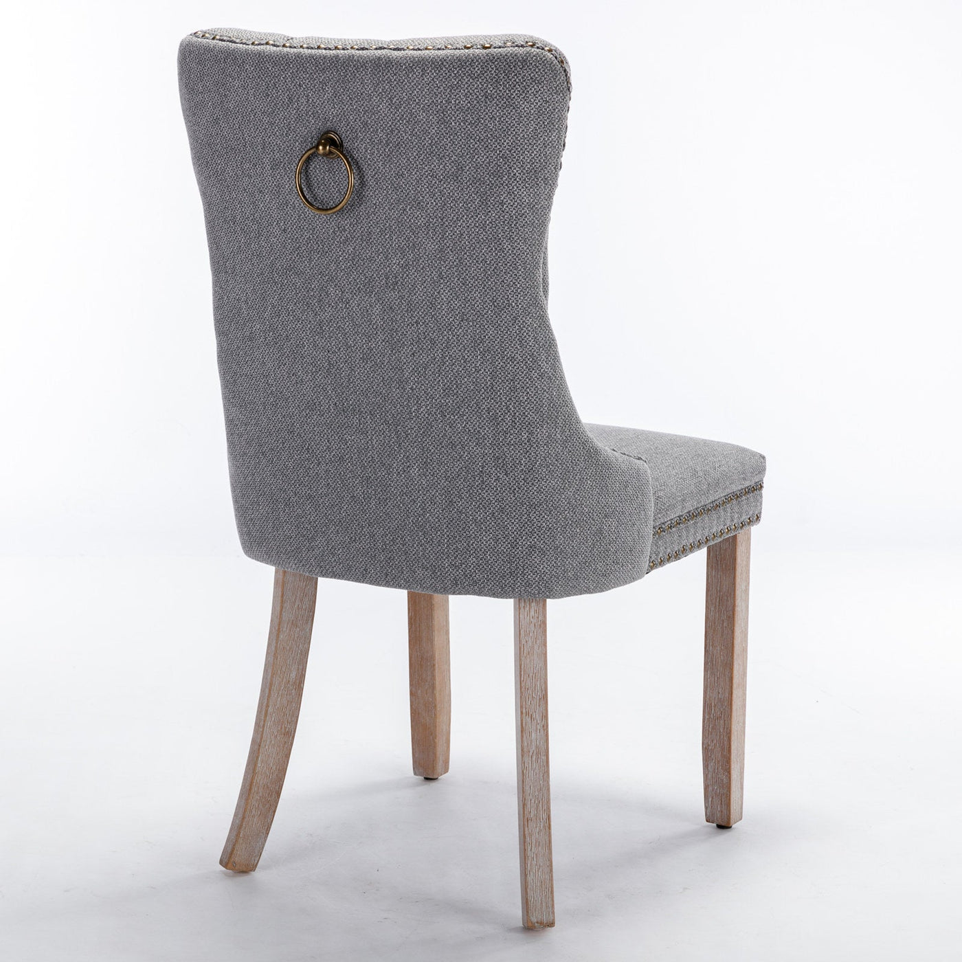 Flax Upholstered Linen Dining Chairs Set Of 2 With Wood Legs Gray